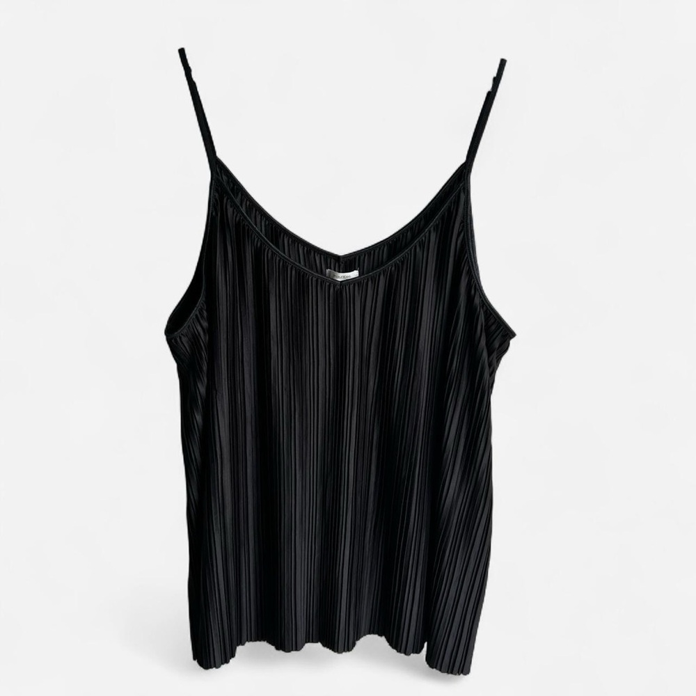 Plissé Swing Cami Black Spaghetti Straps Size 2X NEW WITH TAGS
